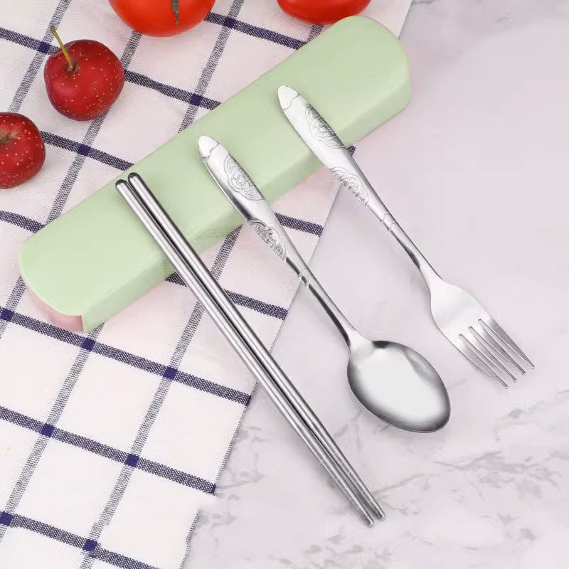 Portable Tableware Set with Storage Box Chopsticks Spoon Fork