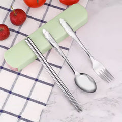 Portable Tableware Set with Storage Box Chopsticks Spoon Fork