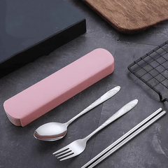 Portable Tableware Set with Storage Box Chopsticks Spoon Fork