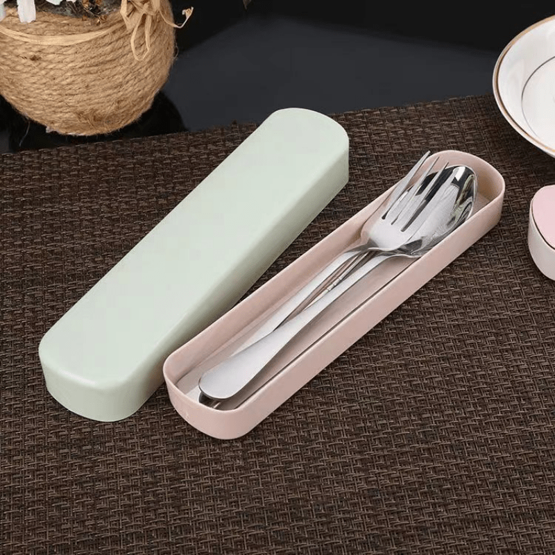 Portable Tableware Set with Storage Box Chopsticks Spoon Fork