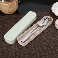 Portable Tableware Set with Storage Box Chopsticks Spoon Fork