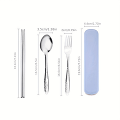 Portable Tableware Set with Storage Box Chopsticks Spoon Fork