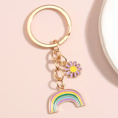 Colorful Rainbow Keychain Pendant for Girls Car and Bag Key Ring