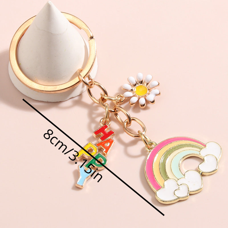 Colorful Rainbow Keychain Pendant for Girls Car and Bag Key Ring