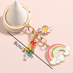 Colorful Rainbow Keychain Pendant for Girls Car and Bag Key Ring