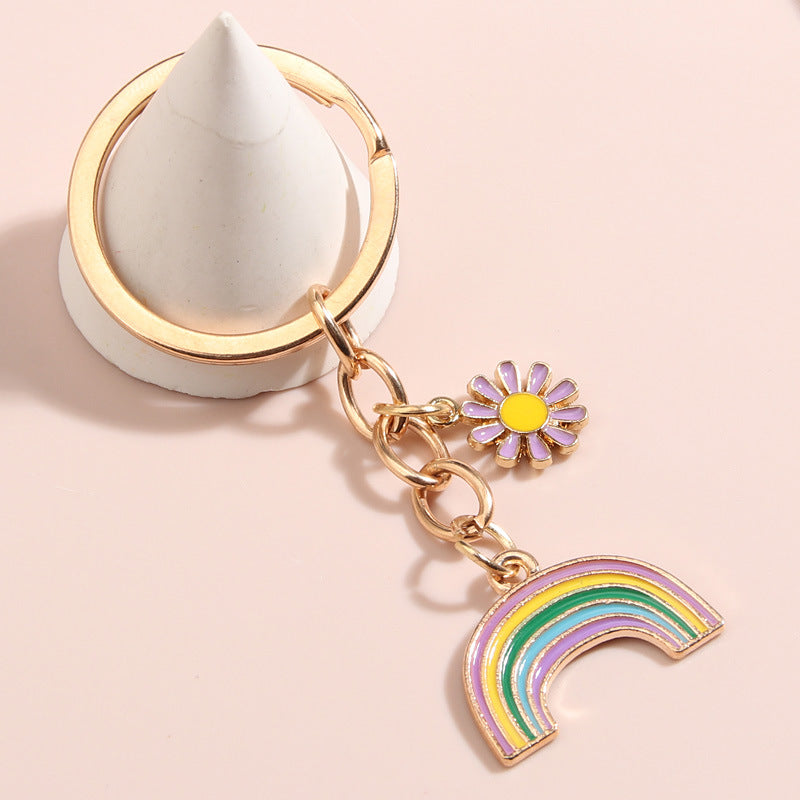 Colorful Rainbow Keychain Pendant for Girls Car and Bag Key Ring