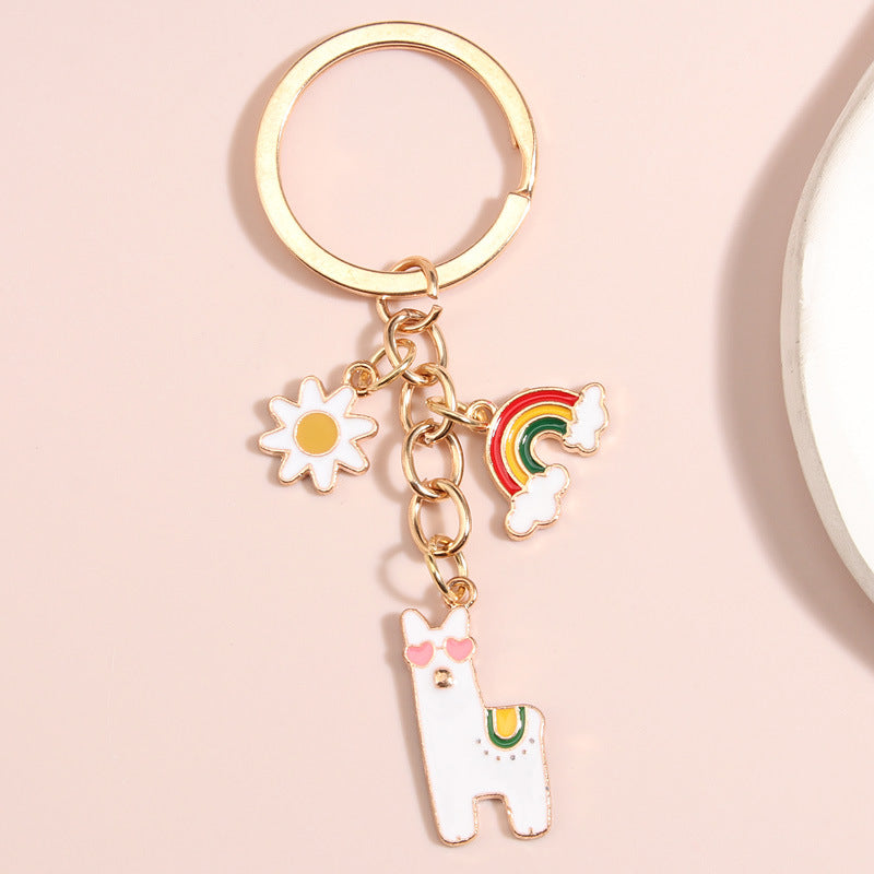 Colorful Rainbow Keychain Pendant for Girls Car and Bag Key Ring