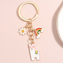 Colorful Rainbow Keychain Pendant for Girls Car and Bag Key Ring