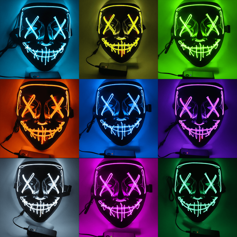 Boy's Halloween LED Luminous Mask Hip Hop Masquerade Party Prop