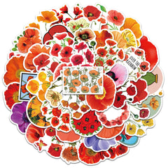 50pcs Cartoon Poppy Stickers Waterproof DIY Room Decor For Mobile Computer Wall