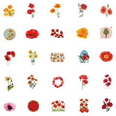 50pcs Cartoon Poppy Stickers Waterproof DIY Room Decor For Mobile Computer Wall