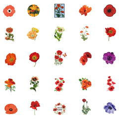 50pcs Cartoon Poppy Stickers Waterproof DIY Room Decor For Mobile Computer Wall