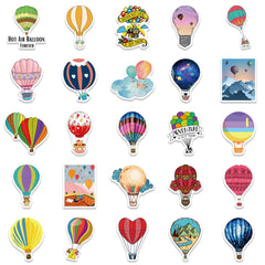 50pcs Hot Air Balloon Stickers Fun DIY Room Decor Waterproof for Teens