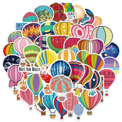 50pcs Hot Air Balloon Stickers Fun DIY Room Decor Waterproof for Teens
