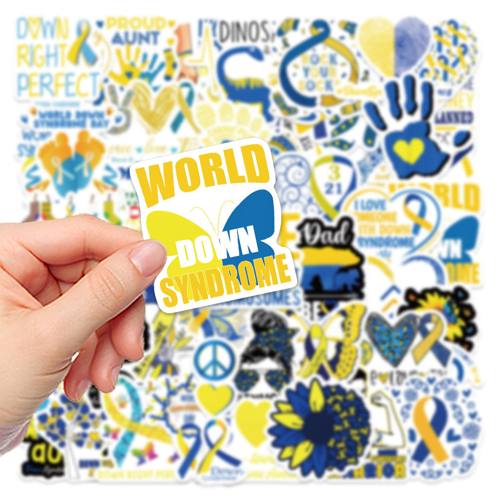 50pcs Down Syndrome Stickers Fun Waterproof Reusable DIY Room Decoration