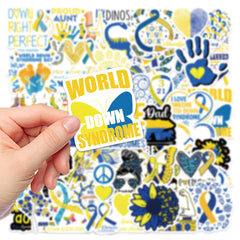 50pcs Down Syndrome Stickers Fun Waterproof Reusable DIY Room Decoration