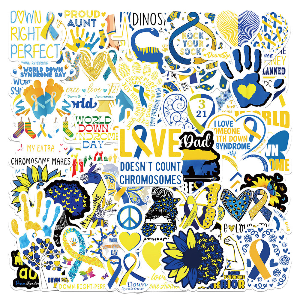 50pcs Down Syndrome Stickers Fun Waterproof Reusable DIY Room Decoration