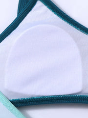 Girl's Ribbed Swimsuit Clash Bikini Set Cami Top & Briefs Beach Vacation