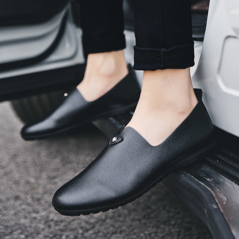 Men's Leather Loafer Shoes Lightweight Non slip Slip On Shoes