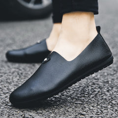 Men's Leather Loafer Shoes Lightweight Non slip Slip On Shoes