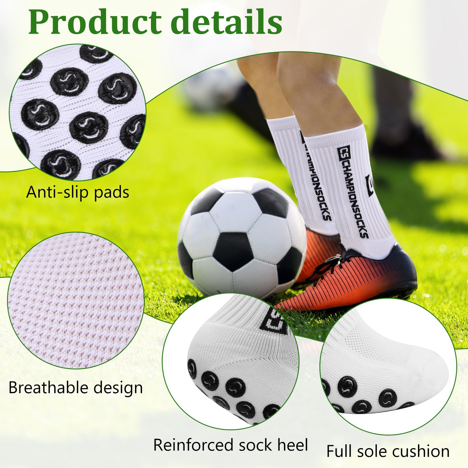 2 Pairs Outdoor Non slip Breathable Mid calf Football Socks