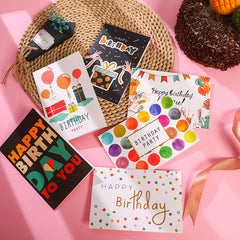6pcs Happy Birthday Wishing Card Set With Envelope