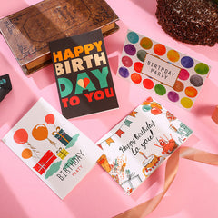 6pcs Happy Birthday Wishing Card Set With Envelope