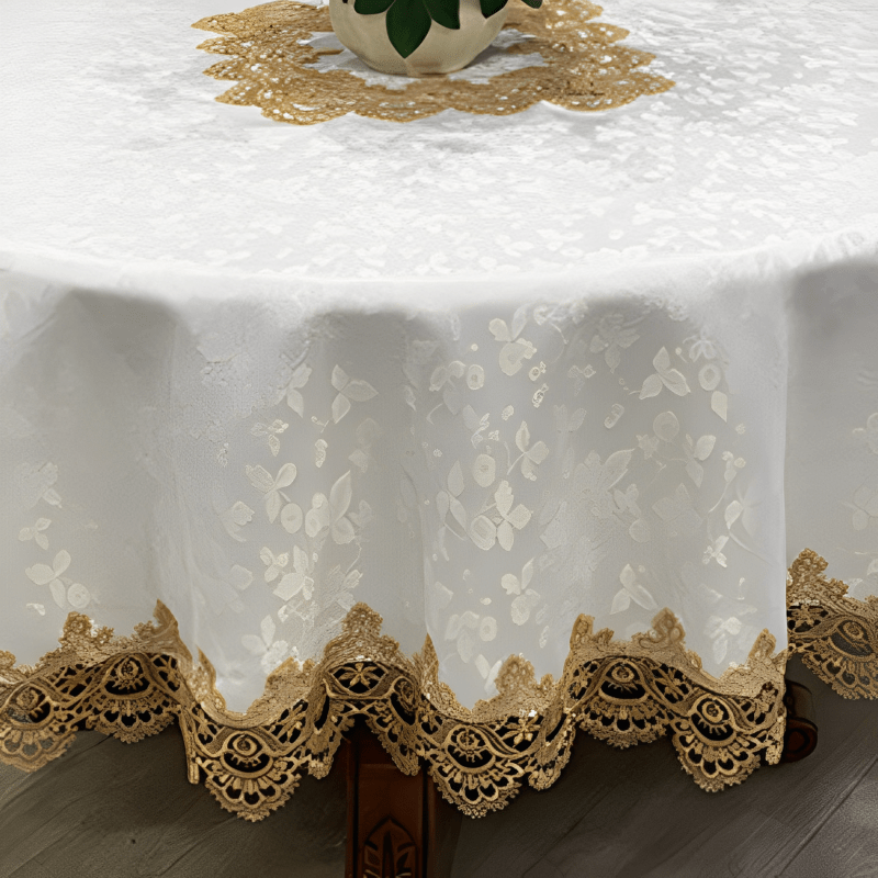 Polyester Tablecloth Dust Proof Square European Lace Round Table Cover