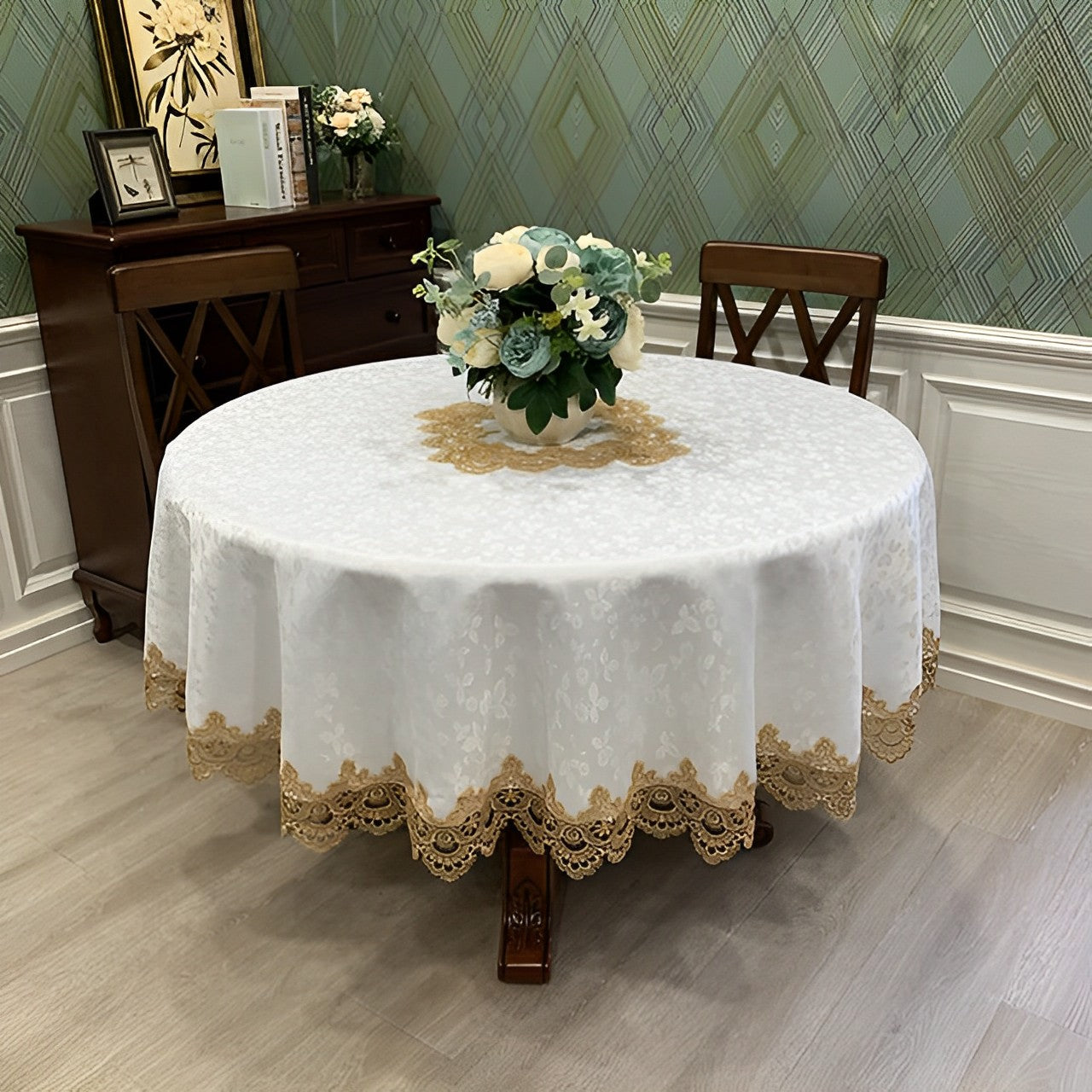 Polyester Tablecloth Dust Proof Square European Lace Round Table Cover