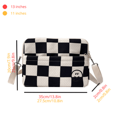 Plaid Pattern Sling Bag Waterproof Laptop Notebook Bag 33.02cm Laptop