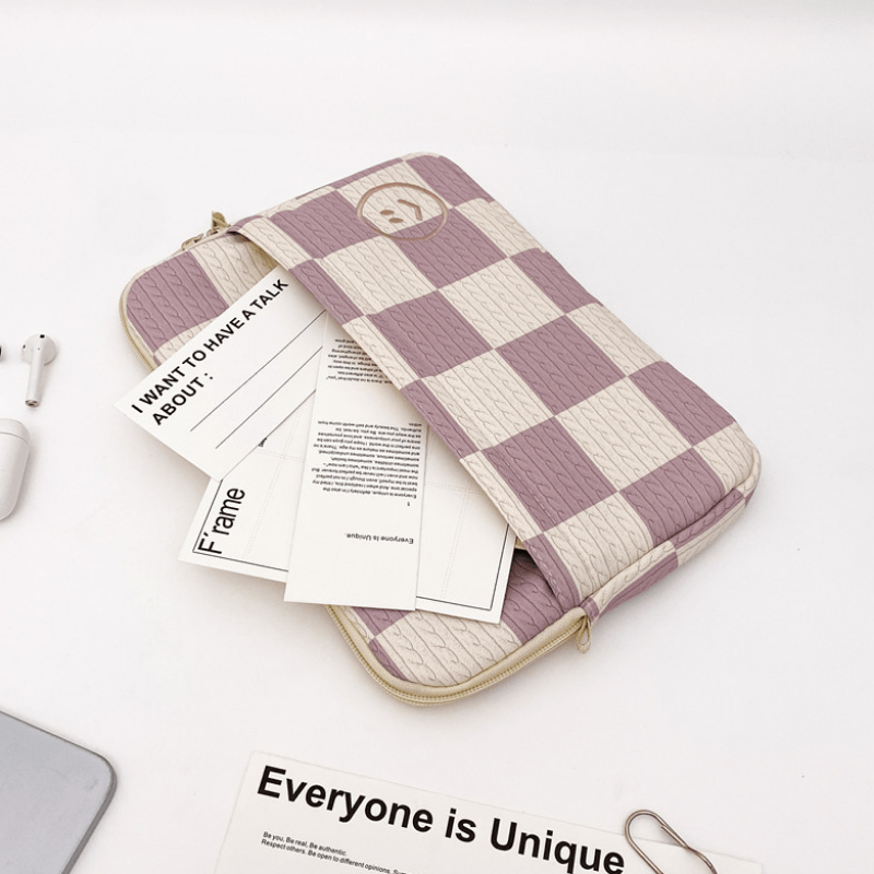 Plaid Pattern Sling Bag Waterproof Laptop Notebook Bag 33.02cm Laptop