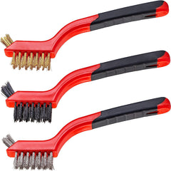 3pcs Wire Brush Set Rust Removal Stainless Steel Brass Nylon Brushes