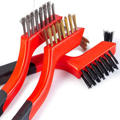 3pcs Wire Brush Set Rust Removal Stainless Steel Brass Nylon Brushes