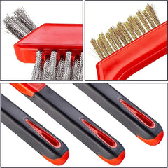 3pcs Wire Brush Set Rust Removal Stainless Steel Brass Nylon Brushes