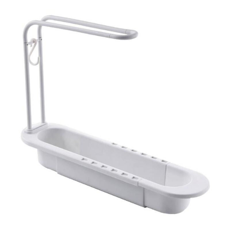Kitchen Sink Drain Basket with Towel Rack Telescopic Tableware Drain Rack