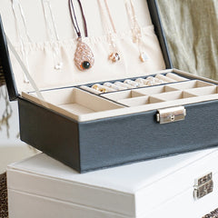 Portable Jewelry Storage Display Box Earrings Rings Necklaces