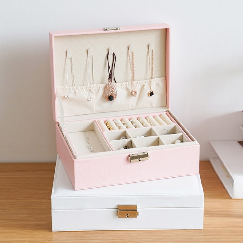 Portable Jewelry Storage Display Box Earrings Rings Necklaces