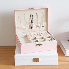 Portable Jewelry Storage Display Box Earrings Rings Necklaces