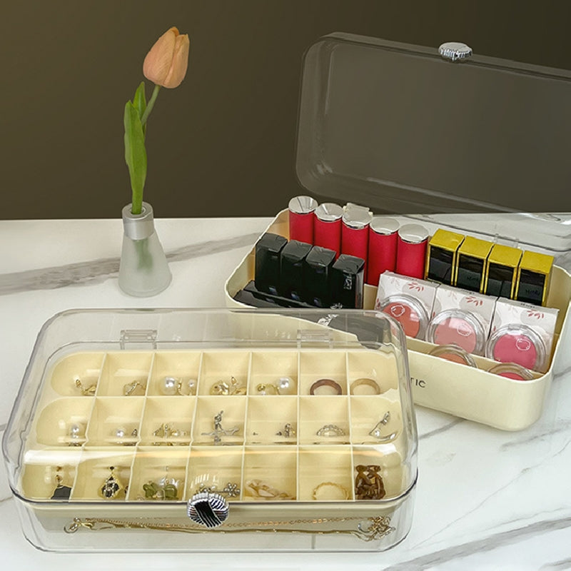 Plastic Jewelry & Cosmetic Storage Box Transparent Organizer Travel