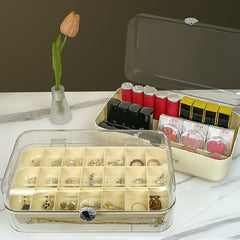 Plastic Jewelry & Cosmetic Storage Box Transparent Organizer Travel