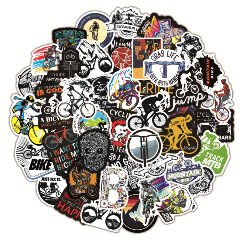50 Pcs MTB Cyclist Stickers Outdoor Sports Car Travel Luggage Phone Guitar