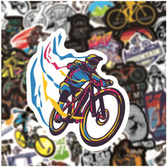 50 Pcs MTB Cyclist Stickers Outdoor Sports Car Travel Luggage Phone Guitar