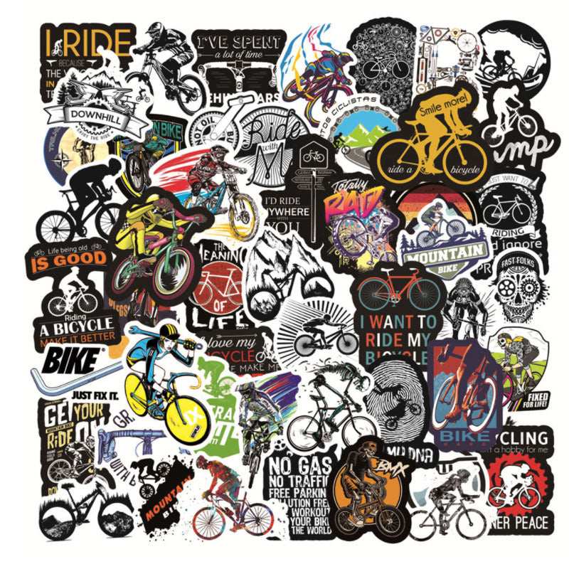 50 Pcs MTB Cyclist Stickers Outdoor Sports Car Travel Luggage Phone Guitar