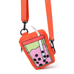 Funny Milk Tea Pattern Crossbody Bag Kids Coin Purse