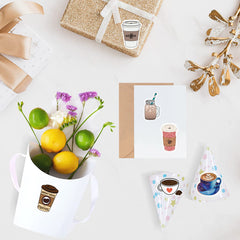 500 Coffee Stickers Roll Drink Laptop Bumper Phone Hard Hat Car Stickers