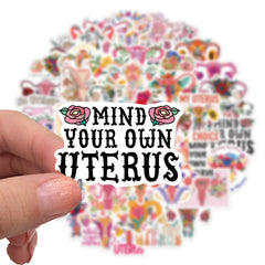 50pcs Uterine Flower Stickers Women's Rights Fun Waterproof DIY Room Decoration