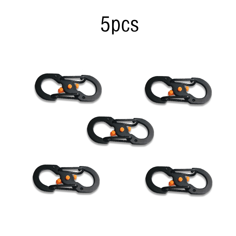 5pcs S Carabiner With Lock Mini Keychain Hook Anti Theft Metal Buckle