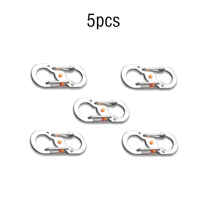 5pcs S Carabiner With Lock Mini Keychain Hook Anti Theft Metal Buckle