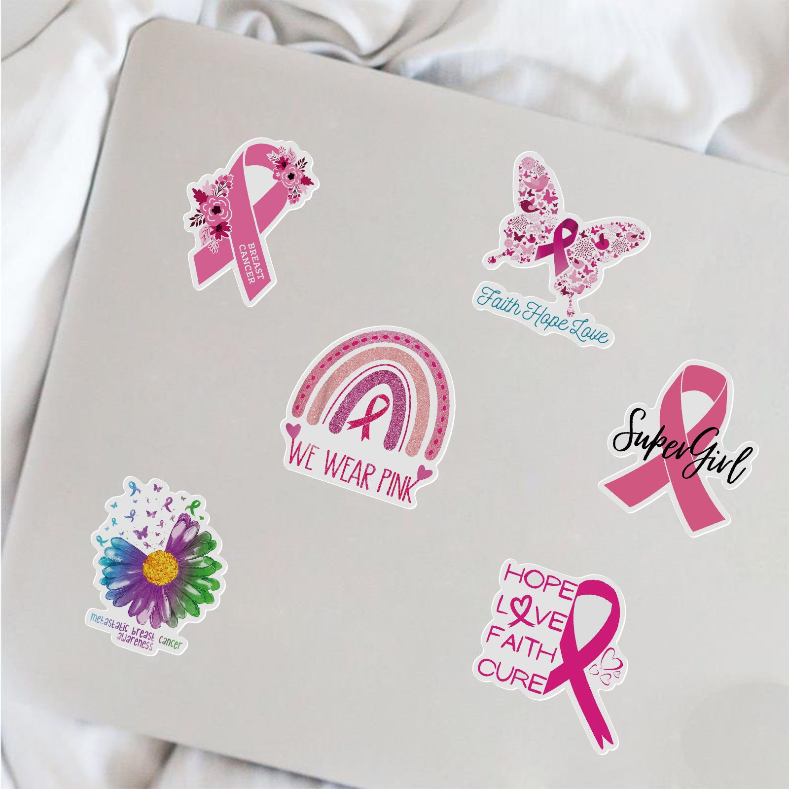 50pcs Pink Disease Stickers Waterproof Reusable DIY Room Decoration