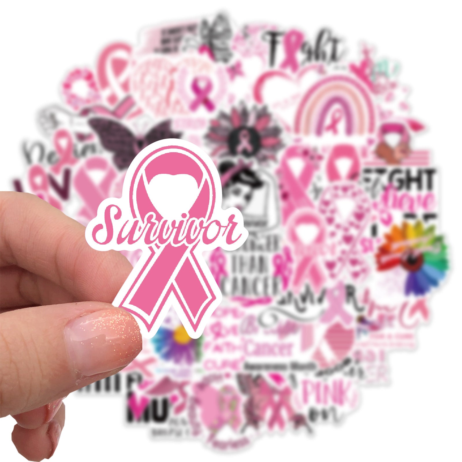 50pcs Pink Disease Stickers Waterproof Reusable DIY Room Decoration